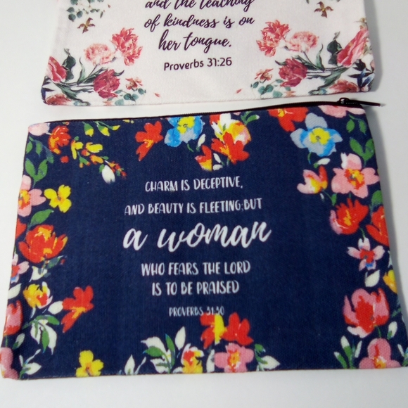 2 Inspirational Bible Verse Make-up Bags Lot #3 - Picture 3 of 8